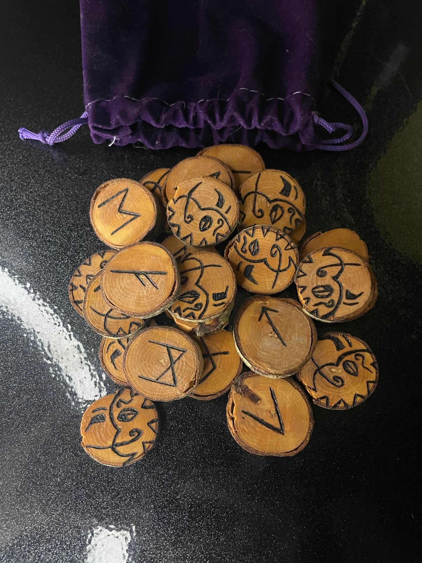 wood burned runes