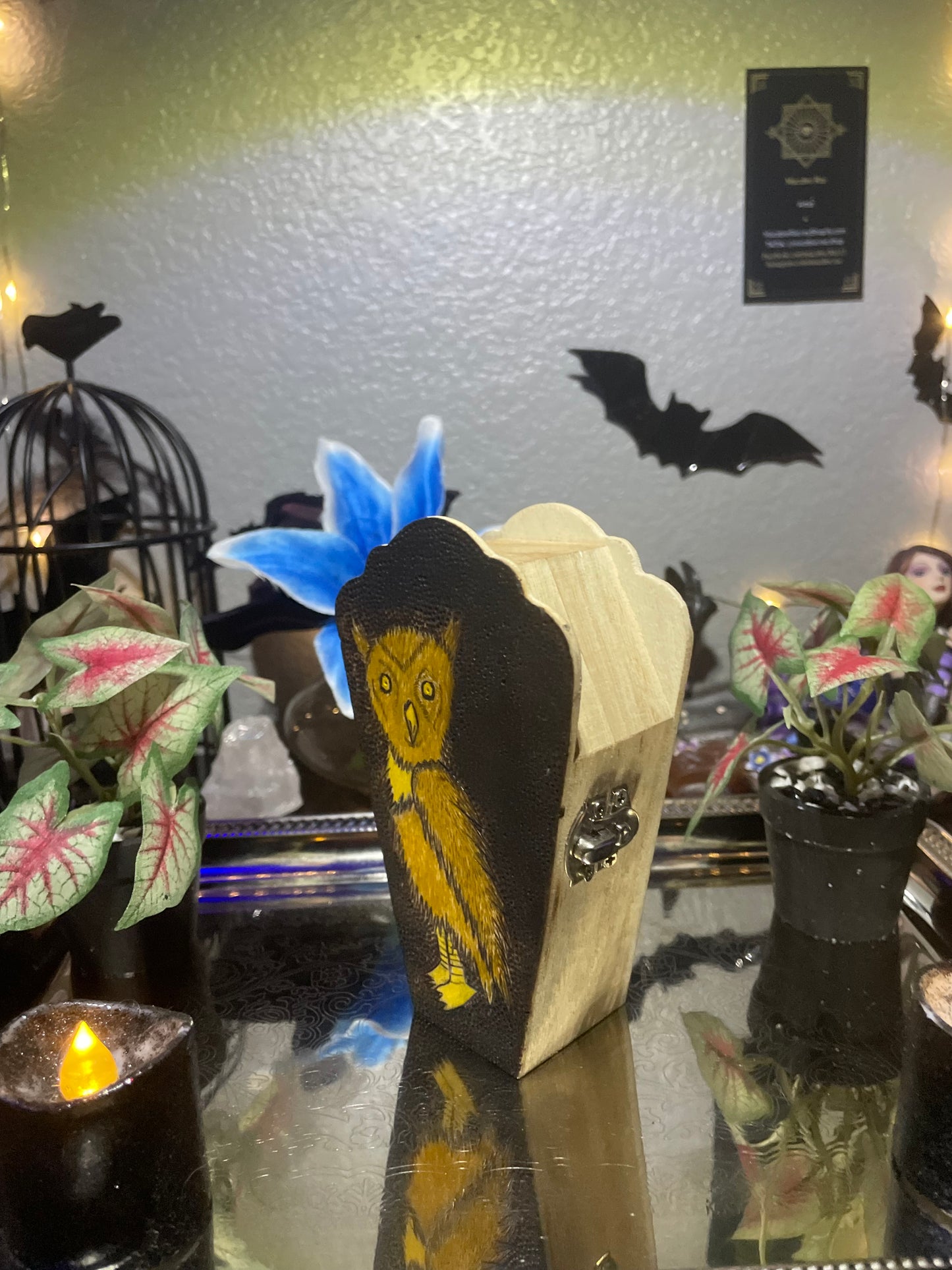 Mini Owl Coffin Trinket Box