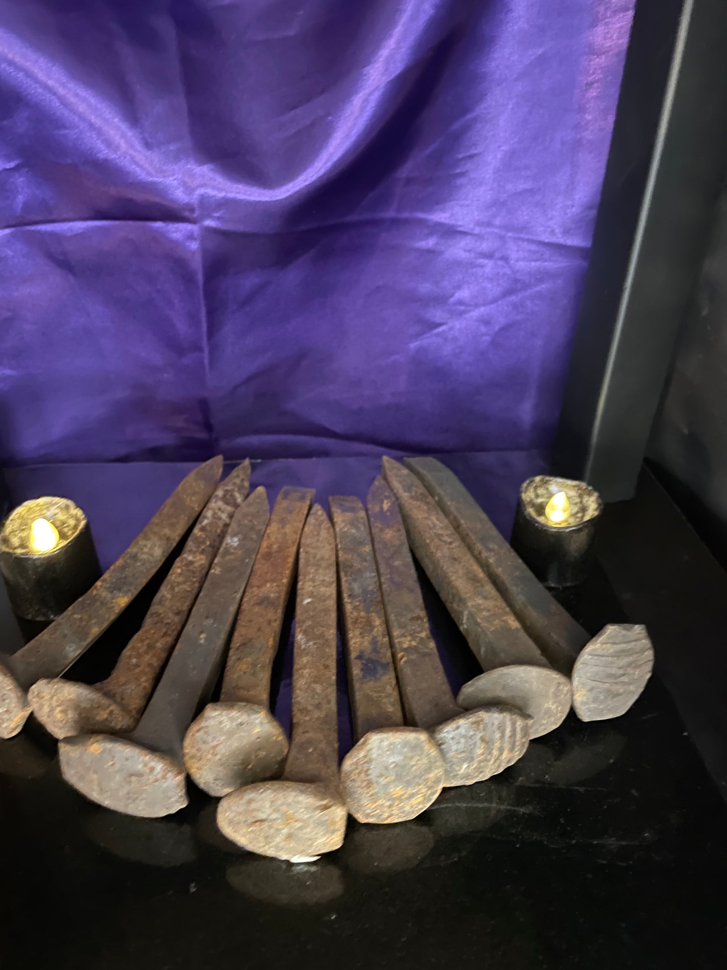 Rusted metal spikes