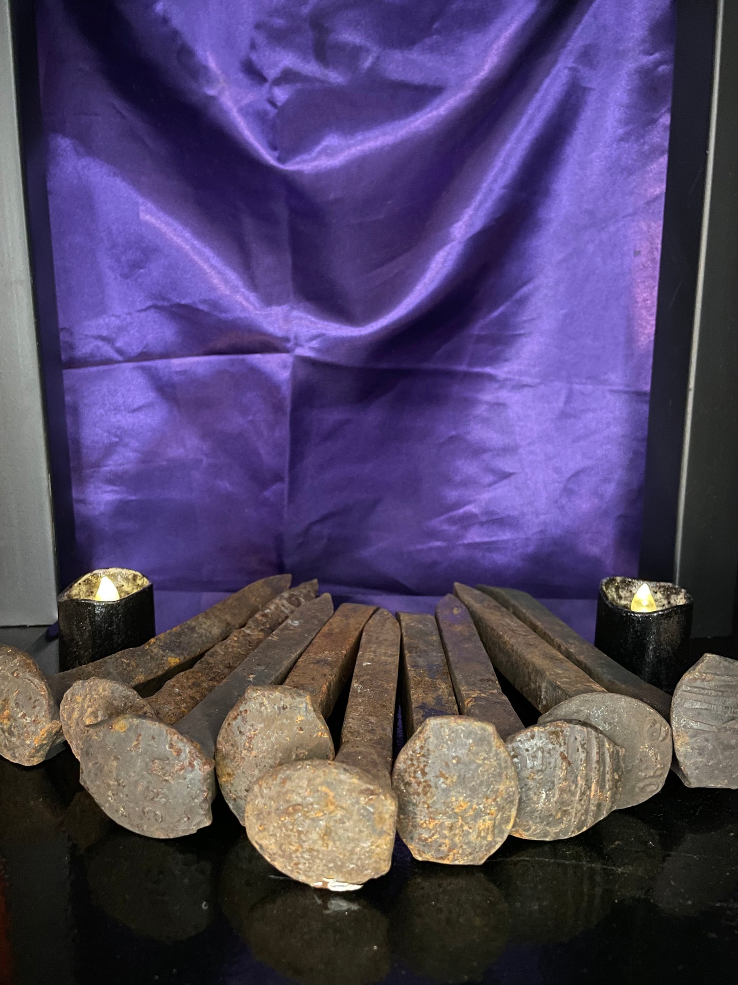 Rusted metal spikes