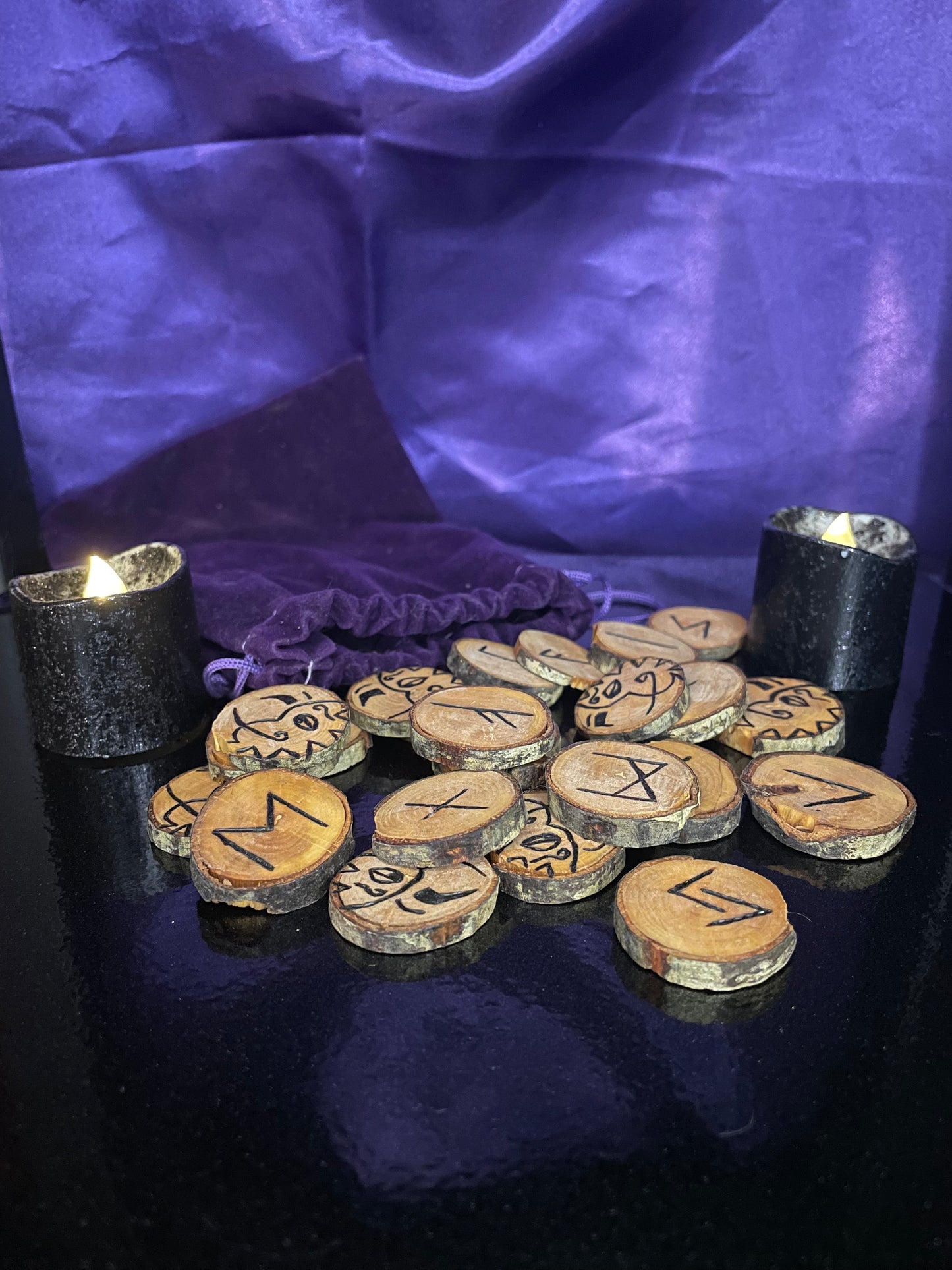 wood burned runes