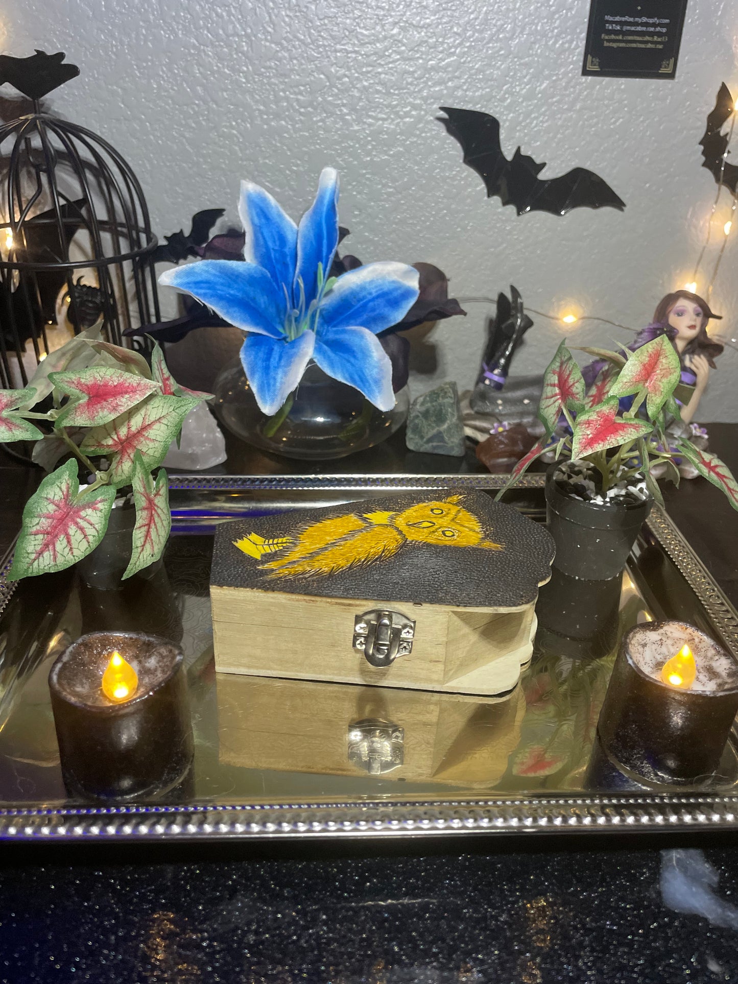 Mini Owl Coffin Trinket Box
