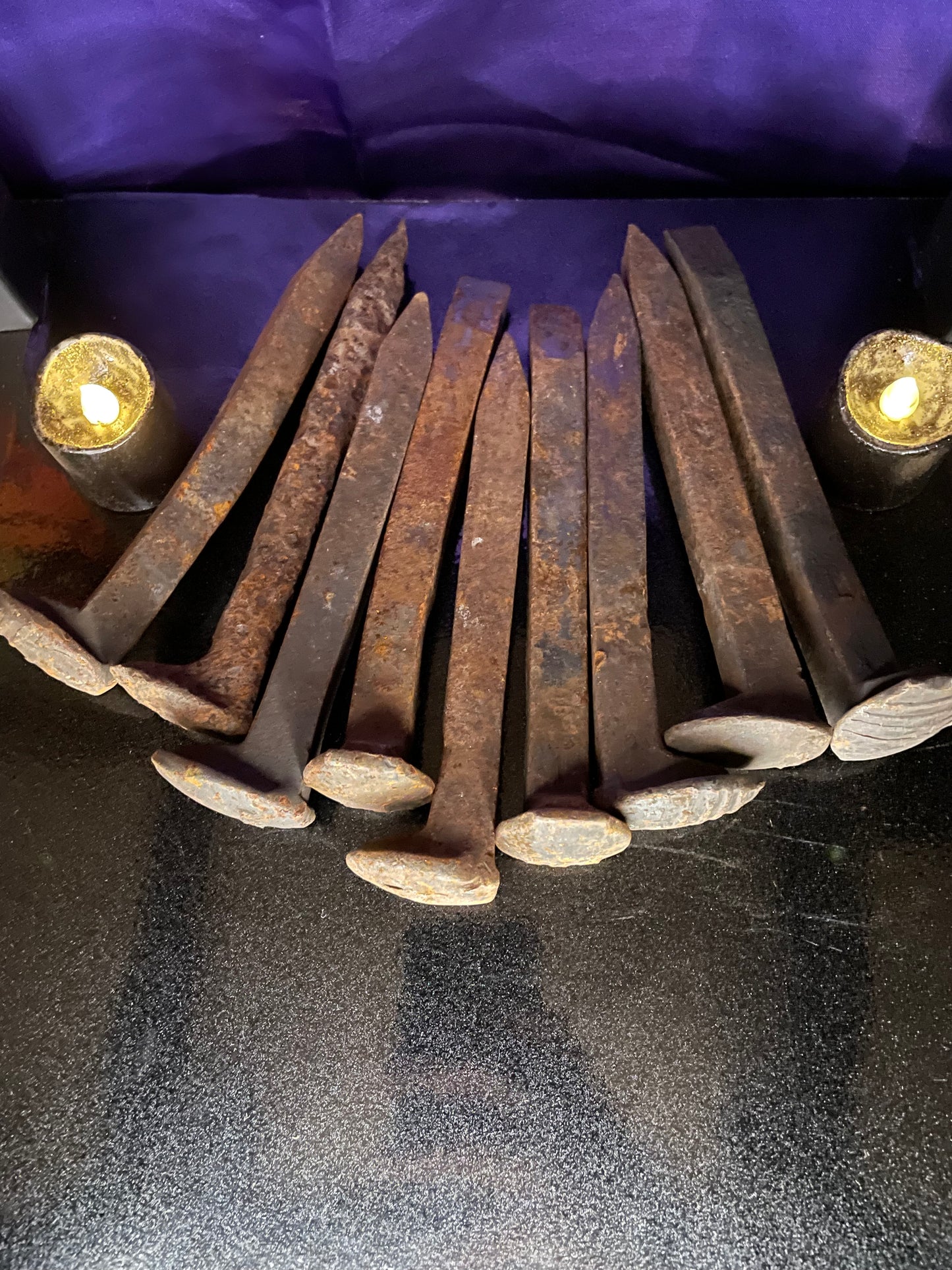 Rusted metal spikes