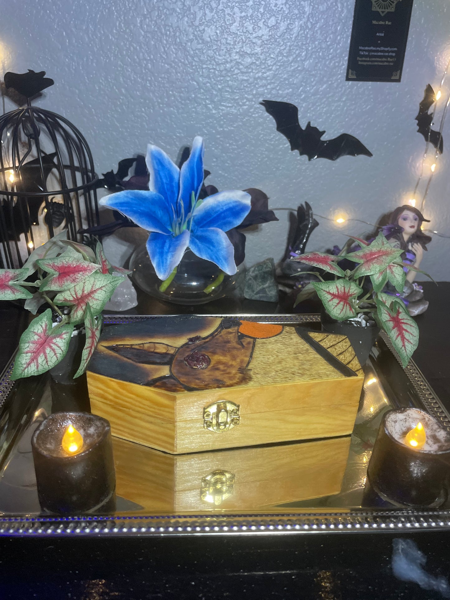 Garnet Eyed Bat trinket Box