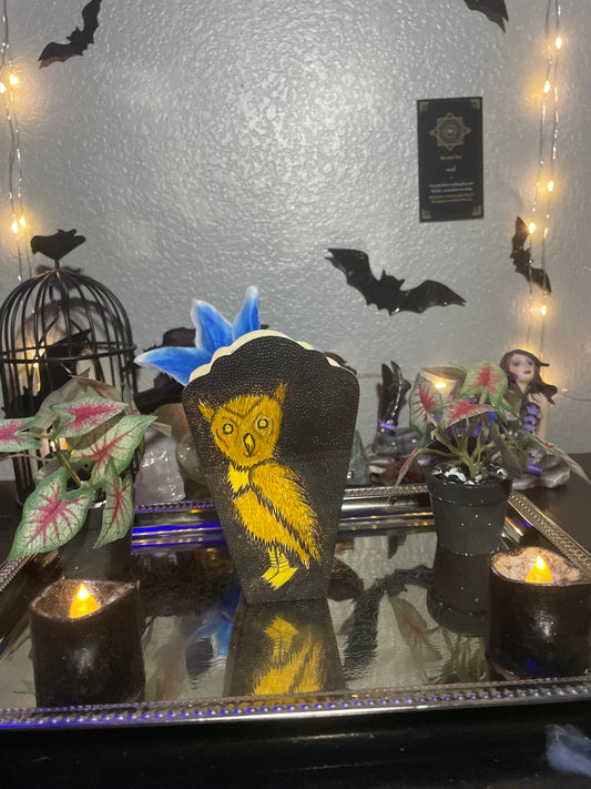 Mini Owl Coffin Trinket Box