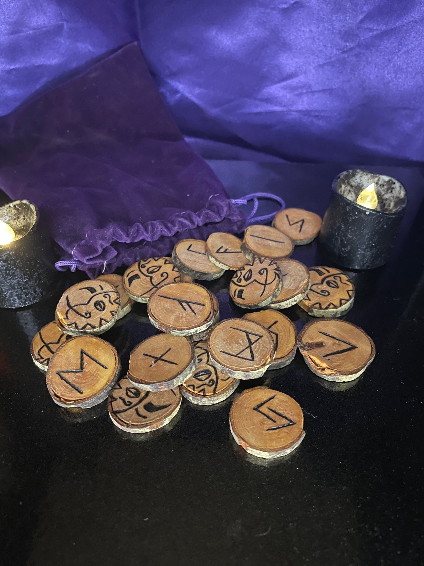wood burned runes