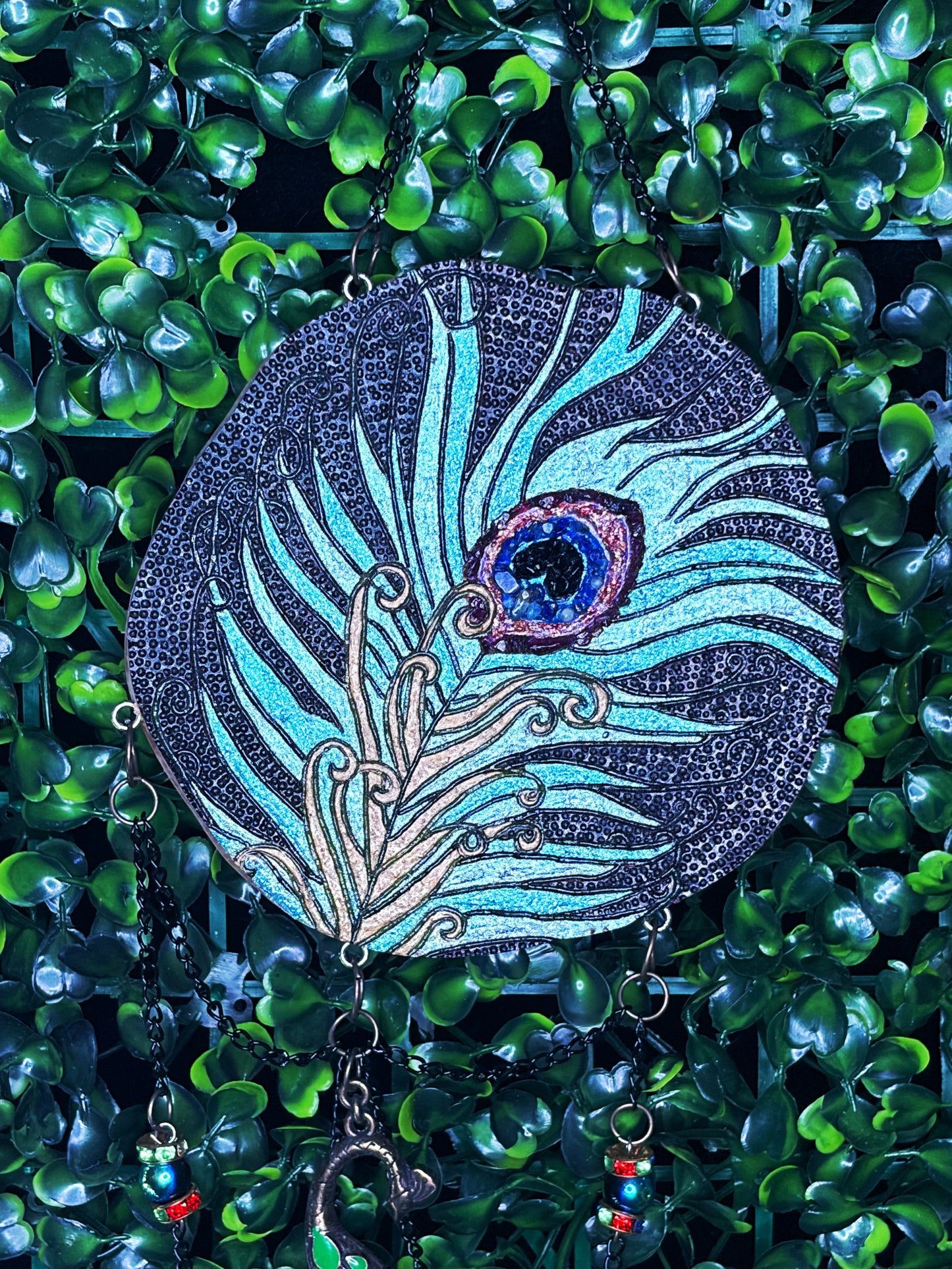 Peacock feather wall decor